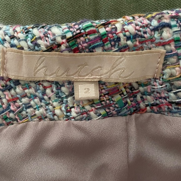 Anthropologie Hutch Pink Multicolor White Tweed Fringed Skirt, Size 2 - Picture 12 of 12